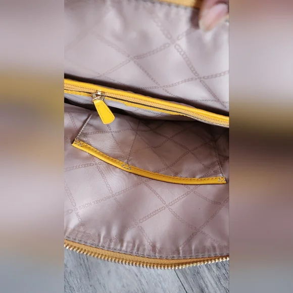 Michael Kors Rhea Medium Slim Leather Backpack-Mustard - Picture 7 of 8